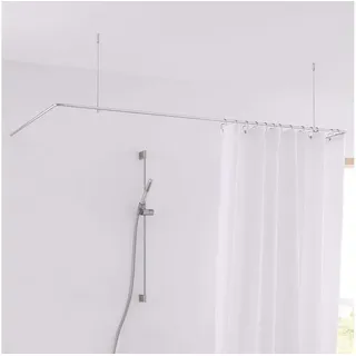 PHOS Design Duschvorhangstange U-Form Badewanne, Verschraubt, Edelstahl 170 cm