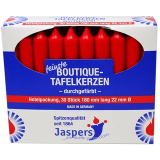Jaspers Kerzen Tafelkerze Boutique-Kerzen Hotelpackung rot 30er Pack durchgefärbt rot
