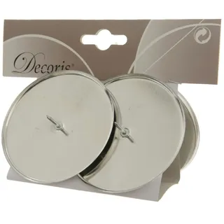 Decoris 4 Stück Adventskerzenhalter 8cm silber Kerzenhalter Advent Kerzen Adventskranz