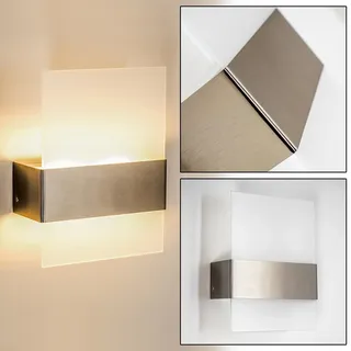 HOFSTEIN LED Außenwandleuchte Vara, Wandlampe aus Edelstahl/Glas, moderne Außenleuchte mit tollem Lichteffekt für Terrasse/Hof/Haustür, 2 x 2,5 Watt, 360 Lumen, 3000 Kelvin, IP44