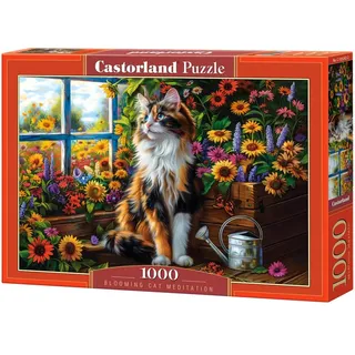 Castorland Castorland C-105342-2 Puzzle, 1000-teiliges Puzzle, Katzenspielzeug, Blume, Charming View, Erwachsenen-Puzzle, Katzen-Meditation, Puzzle