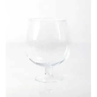INNA-Glas Glas Kugelvase - Brandy Glas Liam mit Fuß, klar, 20cm, Ø 15cm - Glasvase, Glas weiß