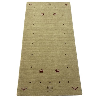 WAWA TEPPICH Handgefertigter orientalischer Gabbeh Teppich aus 100% Wolle Loom Handgewebte 70 x 140 cm Beige T1