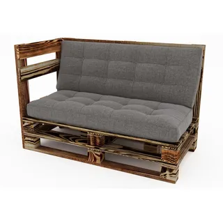 Lermowood Palettenmöbel Mpe Eckbank 100 x 60 cm Geflammt | Europaletten Indoor und Outdoor Lounge Gartenmöbel Holz Gartenmöbel Set Lounge Möbel Terrasse Balkon Loft Stil Paletten