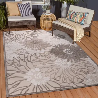 Sanat Floral 2 Outdoor-Teppich 60 x 110 cm Beige