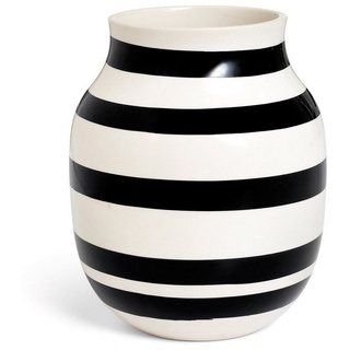 Kähler Tischvase Omaggio; Dekorative Keramikvase im Streifen-Design; Schwarz/Weiß; Vase H 20 cm schwarz|weiß