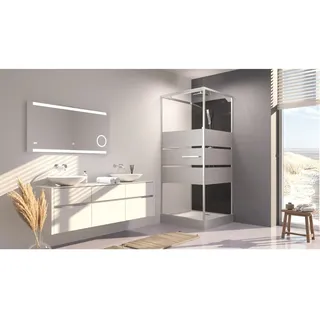 Aurlane Komplettdusche mit Drehtür 90 x 225 cm Schwarz/Grau/Silber Sicherheitsglas