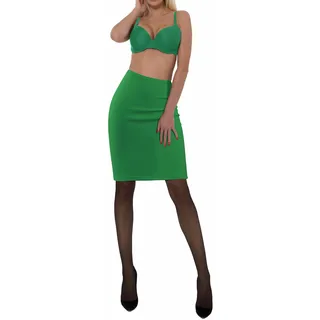 sesto senso Damen Unterrock grün Knielang Eng Petticoat Viskoze Seide XL Green - XL
