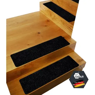 your GEAR Stufenmatten selbsthaftend 76x20 cm – 15 Stück Hellgrau – rutschfeste Treppenstufen Matten waschbar – Antirutsch Treppenteppich zuschneidbar – Treppenschutz innen modern