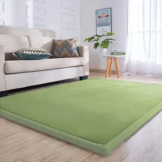 Loartee 3 cm Krabbeldecke Kind, 200x240 cm korallenrote Samt-Kinderteppich | Moosgrün, Spielmatte, Kinderzimmer, Pflegeleicht, langlebig, Weich Kuschelig