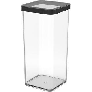 Rotho Loft quadratische Vorratsdose mit Deckel und Dichtung , Lebensmittelechter, Aufbewahrungsbox, Küchenhelfer , Organizer - Kunststoff (SAN) BPA-frei, transparent/schwarz (1,5 L quadratische)