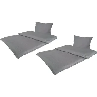 MB Warenhandel24 Bettwäsche Seersucker Microfaser 4 teilig Doppelpack Spar Set mit Reißverschluss 2X 135x200 cm + 2X 80x80 cm (Anthrazit)