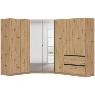 Rauch Möbel Eckkleiderschrank, Eiche Artisan, Holzwerkstoff, 8 Fächer, 2 Schublade(n) Schubladen, 208x197x253 cm, Blauer Engel, Goldenes M, BQ - Bündnis für Qualität, Made in Germany, Schrankfront mit Spiegel, Schlafzimmer, Kleiderschränke, Eckschränke