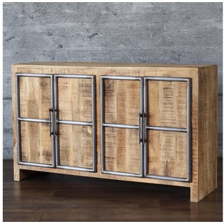 baario Sideboard Sideboard VLAKA Industrial Vintage, 140 cm Massivholz & Eisen Anrichte braun