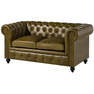 MASSIVMOEBEL24.DE Sofa Leder 2-Sitzer Grün
