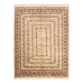 Orientteppich MORGENLAND "Mir - Indus 90 x 60 cm beige" Teppiche Gr. B/L: 60 cm x 90 cm, 12 mm, 0,54 m2, 1 St., beige Orientalische Muster Wohnzimmer, Handgeknüpft, Einzelstück mit Zertifikat