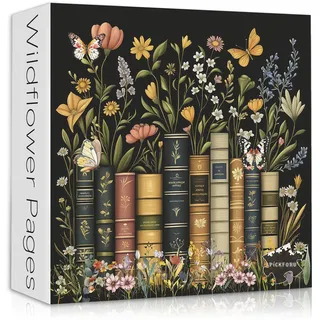Wildblumen Puzzles für Erwachsene 1000 Teile, PICKFORU Wildblumenseiten Puzzle, Vintage Buchpuzzles für Buchliebhaber, Pflanze Blumen Puzzle als Wohnkultur