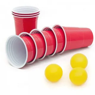 Goods+Gadgets Becher Wiederverwendbare Partybecher 50er Set – Dickwandige Beer Pong Becher, 100-tlg., Plastikbecher, Trinkbecher Getränkebecher rot