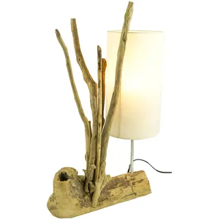 GURU SHOP Tischleuchte/Tischlampe, Handgefertigt in Bali, Treibholz, Baumwolle - Modell Madura, 60x40x17 cm