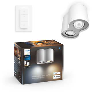 Hue Pillar Double Spotlight - White - With Dimmer Switch