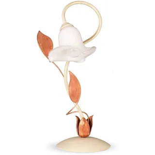 Helios Leuchten 403627/2 Florentiner Tischleuchte antik-weiß | florale Lampe Leuchte Tischlampe | Nachttischlampe Landhaus-Stil | ein-flammig
