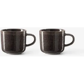 GLAMIRA Kaffeeservice Dunkelgraues Tassenset mit reaktiver Glasur (2-tlg), 2 Personen, Stoneware, reaktiv glasiert grau