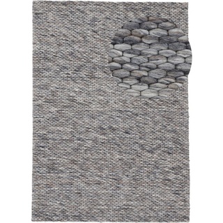 Wollteppich Sina, carpetfine, rechteckig, Höhe: 14 mm, Handweb Teppich, reine Wolle, meliert, handgewebt, weich & kuschelig grau 60 cm x 90 cm x 14 mm
