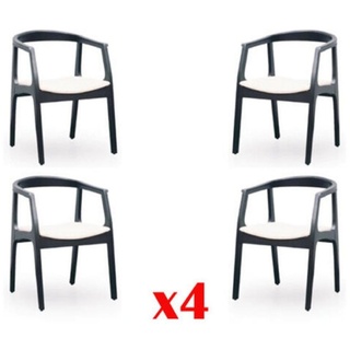 JVmoebel Loungesessel, Set 4x Sessel Stuhl Design Holz Textil Polster Stühle Esszimmer weiß