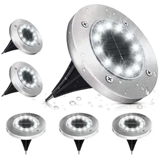 Set Mit 6 Solar-außenleuchten Mit 12 Leds, 6000 K, Kaltweiß, Ip65 Wasserdicht, Led-einbaustrahler Für Den Außenbereich, Garten, Terrasse, Rasen, Hof.