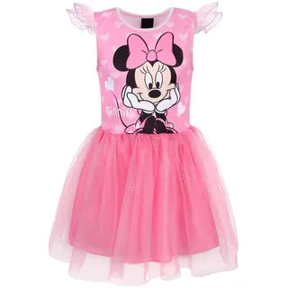 DISNEY Minnie Mouse rosa Tüllkleid mit kurzen Ärmeln, Mädchenkleid 8-9 Jahre