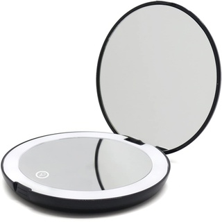 Minidiva LED-beleuchteter Make-up-Spiegel, 1-fach/10-fache Vergrößerung, kompakter Spiegel, tragbar, wiederaufladbar, für Geldbörsen und Reisen (schwarz)