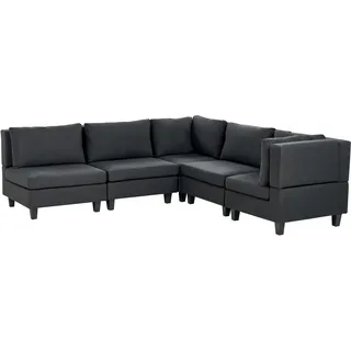 Beliani Eckcouch Stoff 5-Sitzer Schwarz