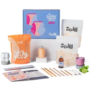 Sculpd Töpferei-Kit zur Kerzenherstellung mit lufttrocknendem Ton | Anfänger Starter-Kit zur Kerzenherstellung für Erwachsene mit Öko-Soja-Wachs, Duftöl, Lack, Werkzeugen und Anleitung
