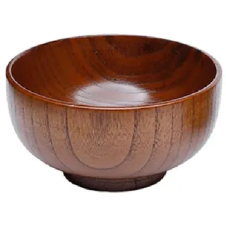 Jooehyer Neue Chinesische Holzschüssel mit Vollholz und Jujube. Instant-Nudelschüssel, Suppenschüssel, Wärmeisolierende, Sturzsichere Schüssel, 16 cm