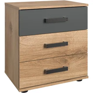 Wimex Nachttisch Stockholm, Nachtkommode 52cm breit, Made in Germany, Industrial Look, 2 Höhen zur Auswahl, einzeln oder im 2er Set beige|grau 52 cm x 58 cm x 38 cm