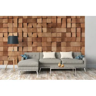 A.S. Création Vliestapete Holzoptik-Tapete Würfelmuster Naturbraun 3D-Effekt, glatt, matt, (1 St) beige|braun