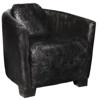 Art Deco Echtleder Sessel Ebony Leder / Antik-Schwarz - Clubsessel - Lounge Sessel
