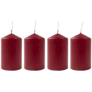 BURI Adventskerze Adventskranzkerzen bordeaux 4er-Set Weihnachtskerze Stumpen Wachskerze
