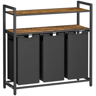 Mid.you Wäschekorb, Schwarz, Braun, Holzwerkstoff, Metall, 92.5x92x33 cm, Ordnen & Aufbewahren, Wäschekörbe & Tonnen