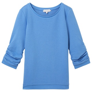 TOM TAILOR DENIM Damen Strukturiertes Sweatshirt, blau, Uni, Gr. M