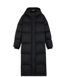 Steppmantel TOMMY HILFIGER "DOWN MAXI MODERN COAT", Damen, Gr. L (42/44), schwarz, Steppware, Obermaterial: 100% Polyester. Futter: 100% Polyester. Füllung: 90% Daunen, 10% Federn, unifarben, lang, Mäntel Steppmantel, Kunstfaser, Kapuze