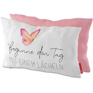 Zierkissen Lovely Greetings, Rosa, Schwarz, Weiß, Textil, 25x13x40 cm, Wohntextilien, Kissen, Dekokissen
