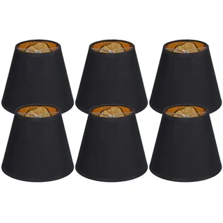 Lampenschirme 6er-Set, moderne kleine Lampenschirm Clip On, Schwarz Gold Glockenlampenschirme, die an der Glühbirne befestigt werden, schwarz, für Hängelampe Tischlampe Stehlampe Ersatz