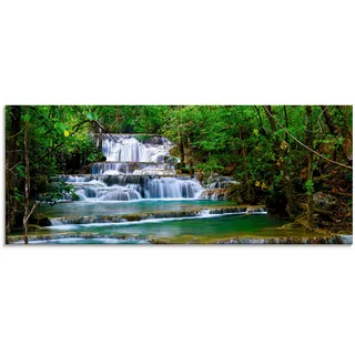 Glasbild »Tiefen Wald Wasserfall«, Gewässer, (1 St.), 21374661-0 grün B/H: 125 cm x 50 cm
