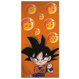 Dragon Ball Badetuch Young Goku, Mikrofaser, Kinder Strandtuch 70 x 140 cm schnelltrocknend orange