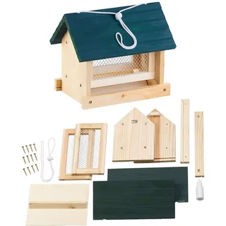 Royal Gardineer Vogelhaus Bausatz: Vogel-Futterhaus-Bausatz, mit Silo, Echtholz, zum Aufhängen, 11-teilig (Vogelhaus Futterhaus, Vogelfutterhaus, groß)