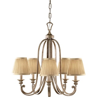 Kronleuchter Hängelampe Deckenleuchte Stahl Silber D 66,7 cm 5 Flammig Luster