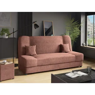 MIRJAN24 Schlafsofa Jonas Cord, mit Bettkasten und Schlaffunktion, mit zwei Kissen, Wellenfeder, 195x87x86 cm rosa