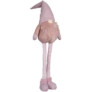 XL Wichtel Deko Figur groß Weihnachten Gnom ausziehbare Beine 60-80 cm rosa