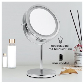 Feel2Home Kosmetikspiegel LED 10 fach Schminkspiegel Makeup Spiegel Badspiegel Kosmetikspiegel silberfarben